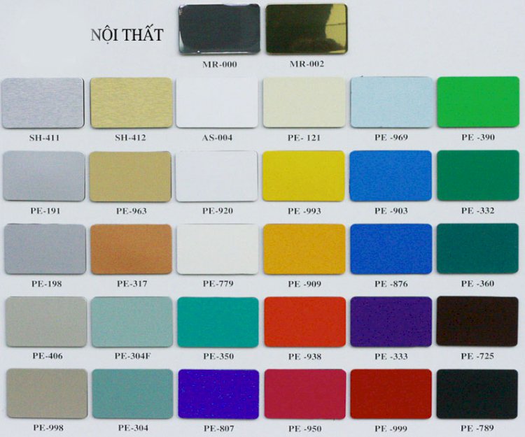 Bảng màu Aluminium Sao Tân Việt